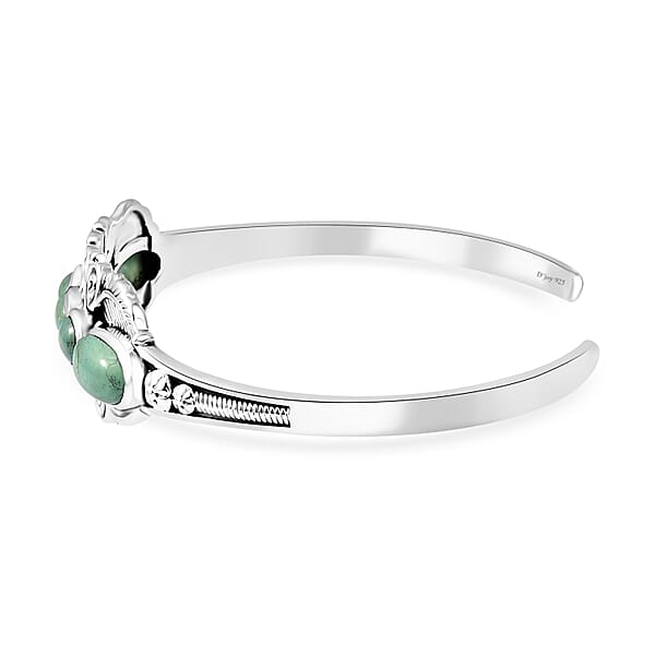 Shop Lc D'Joy Artisan Crafted Royston Turquoise 8.25 Ctw Leaf Cuff Bracelet In Sterling Silver (7.25 In)