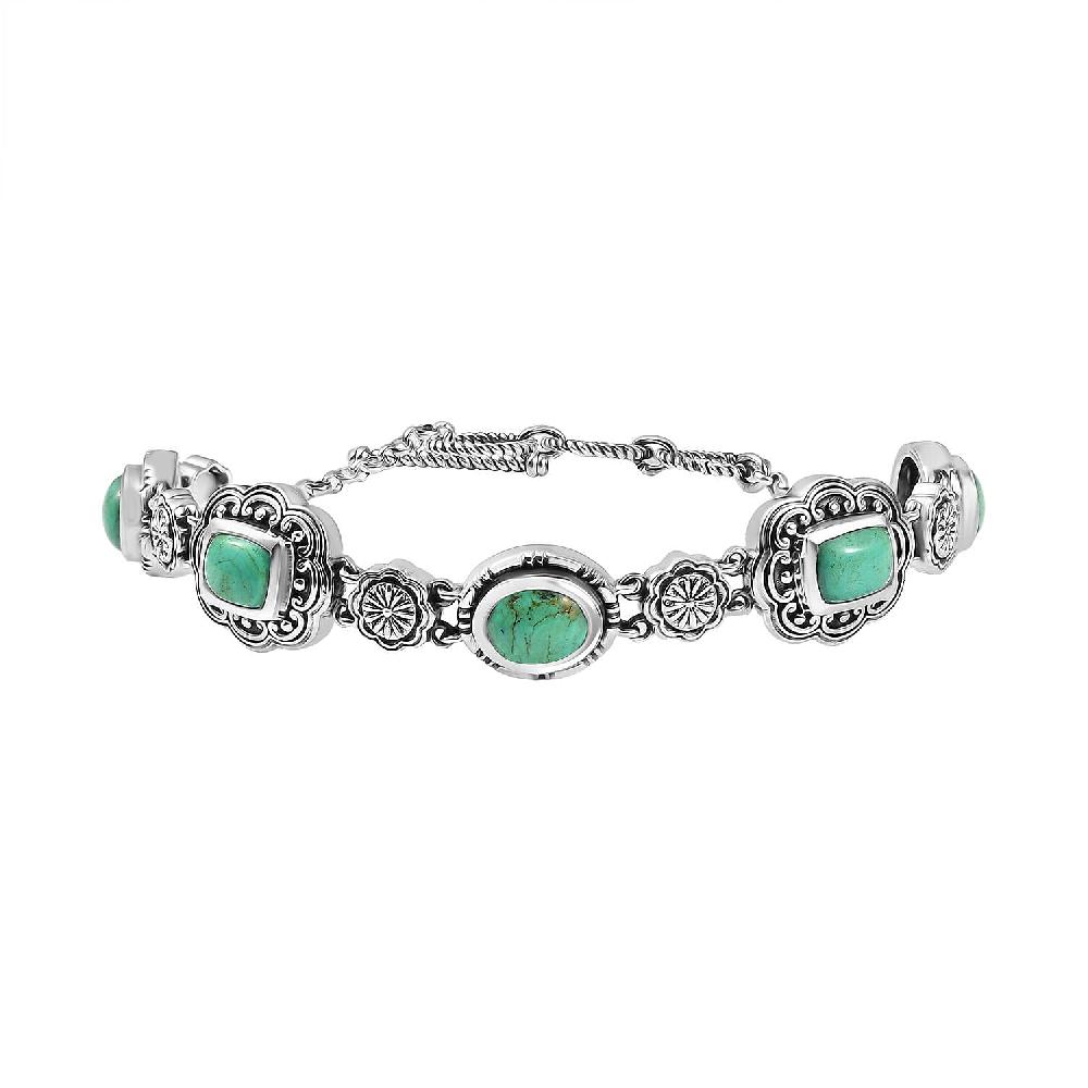 shop lc D'Joy Artisan Crafted Royston Turquoise 8.40 ctw Floral Bracelet in Sterling Silver (6.50-8.0In)