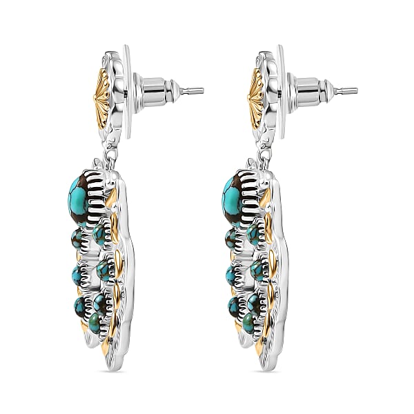 Shop Lc D'Joy Artisan Crafted Sleeping Beauty Turquoise 3.65 Ctw Native American Concho Earrings In 18K YG And Rhodium Over Sterling Silver