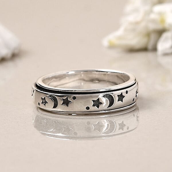 Shop Lc D'Joy Artisan Crafted Spinner Ring In Sterling Silver 4.30 Grams