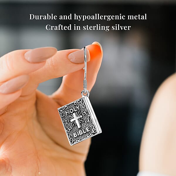 Shop Lc D'Joy Artisan Crafted Sterling Silver Holy Cross Bible Earrings (5.35 Grams) (Del. In 5-7 Days)
