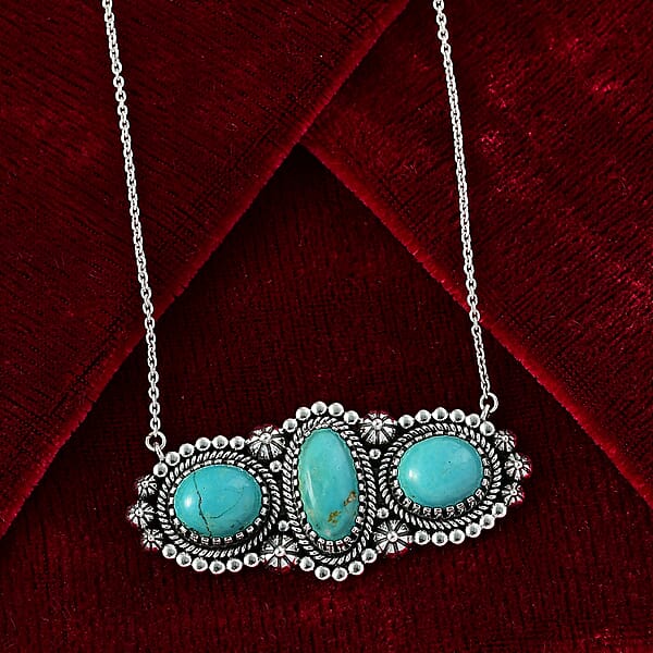 Shop Lc D'Joy Artisan Crafted Tahoe Nevada Turquoise 14.30 Ctw Necklace 18 Inches In Sterling Silver