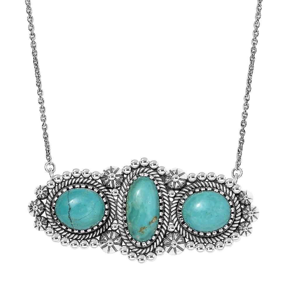shop lc D'Joy Artisan Crafted Tahoe Nevada Turquoise 14.30 ctw Necklace 18 Inches in Sterling Silver