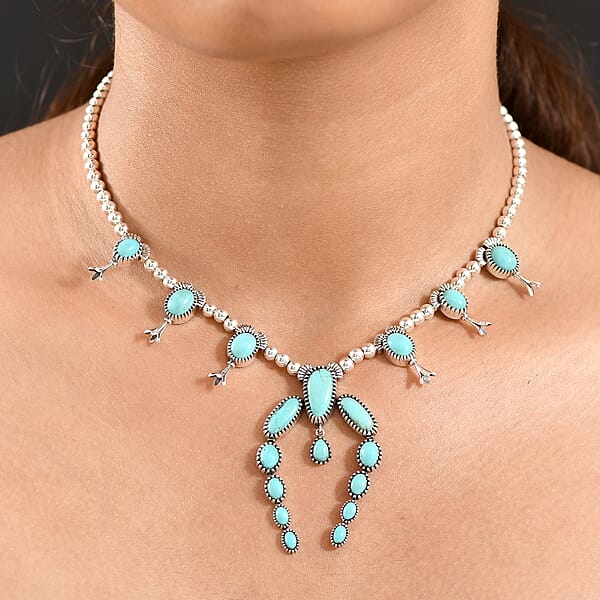 Shop Lc D'Joy Artisan Crafted Tahoe Nevada Turquoise 15.70 Ctw Necklace In Sterling Silver 18 Inches