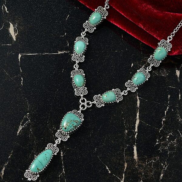 Shop Lc D'Joy Artisan Crafted Tahoe Nevada Turquoise 27.50 Ctw Necklace 18 Inches In Sterling Silver