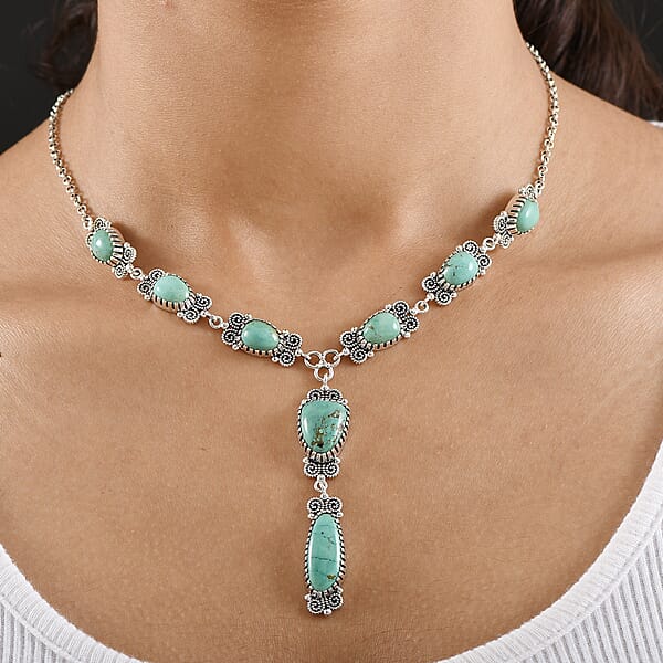 Shop Lc D'Joy Artisan Crafted Tahoe Nevada Turquoise 27.50 Ctw Necklace 18 Inches In Sterling Silver