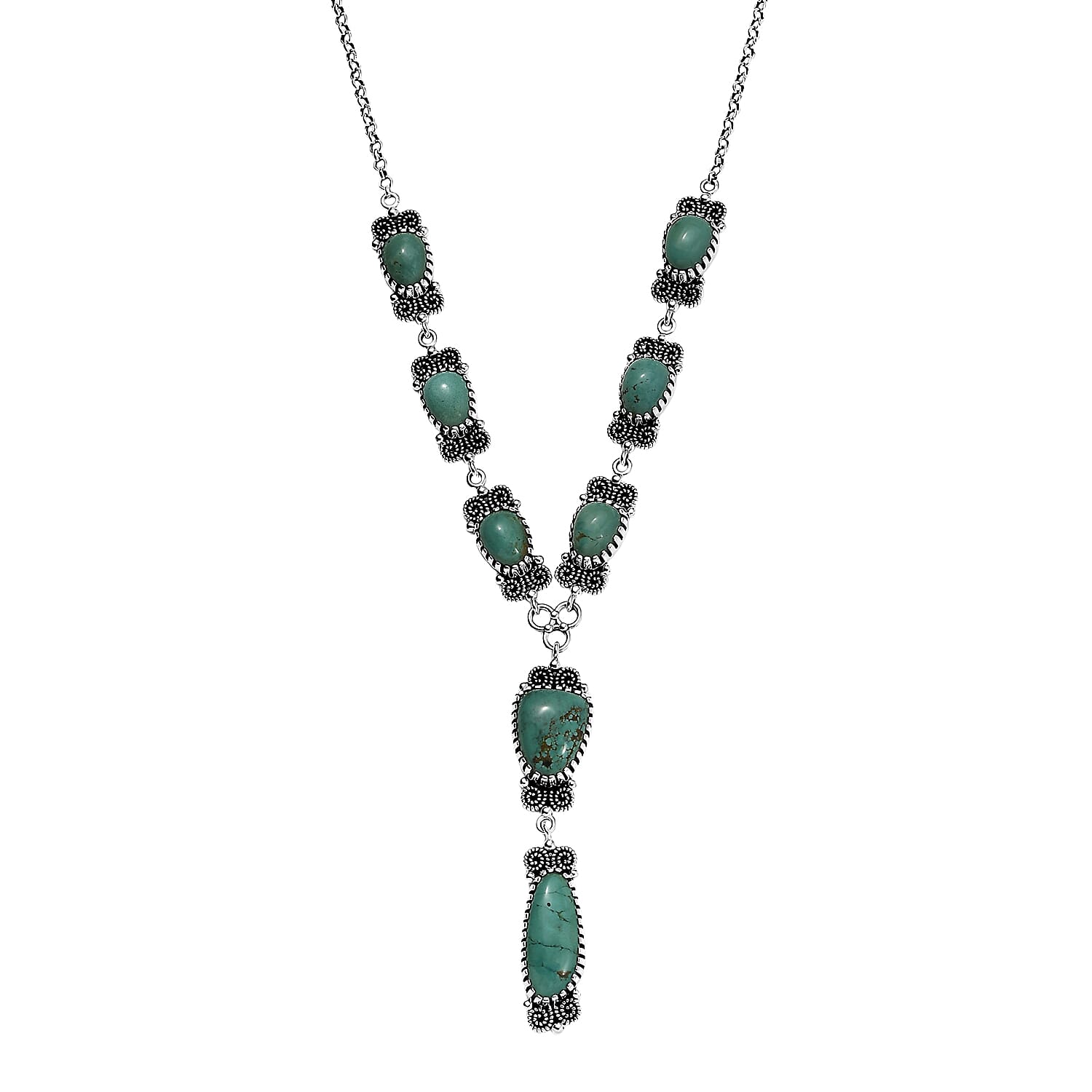 shop lc D'Joy Artisan Crafted Tahoe Nevada Turquoise 27.50 ctw Necklace 18 Inches in Sterling Silver