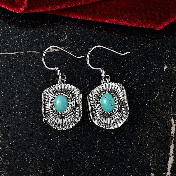 Shop Lc D'Joy Artisan Crafted Tahoe Nevada Turquoise 3.60 Ctw Cowboy Hat Earrings In Sterling Silver