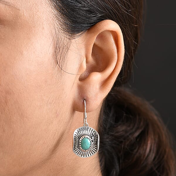 Shop Lc D'Joy Artisan Crafted Tahoe Nevada Turquoise 3.60 Ctw Cowboy Hat Earrings In Sterling Silver
