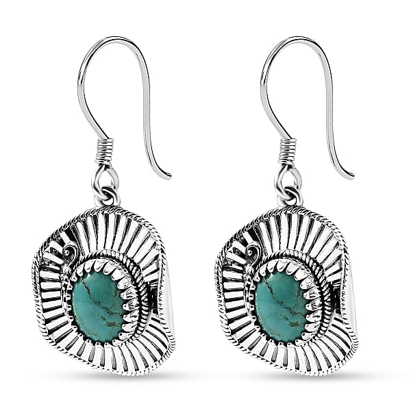 Shop Lc D'Joy Artisan Crafted Tahoe Nevada Turquoise 3.60 Ctw Cowboy Hat Earrings In Sterling Silver