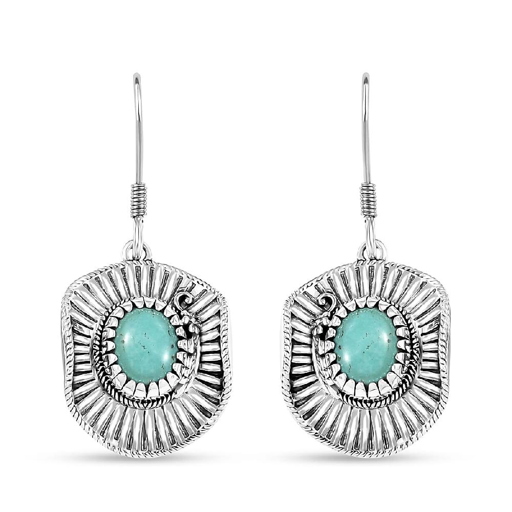 shop lc D'Joy Artisan Crafted Tahoe Nevada Turquoise 3.60 ctw Cowboy Hat Earrings in Sterling Silver