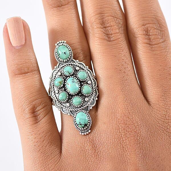 Shop Lc D'Joy Artisan Crafted Tahoe Nevada Turquoise 4.25 Ctw Ring In Sterling Silver