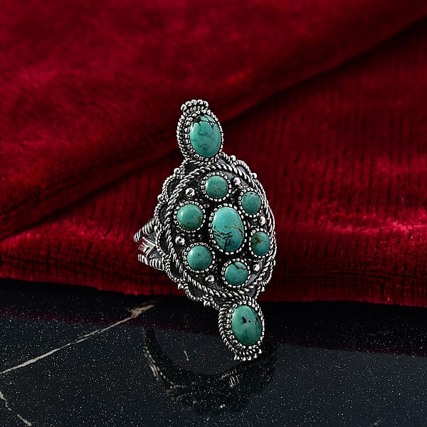 Shop Lc D'Joy Artisan Crafted Tahoe Nevada Turquoise 4.25 Ctw Ring In Sterling Silver