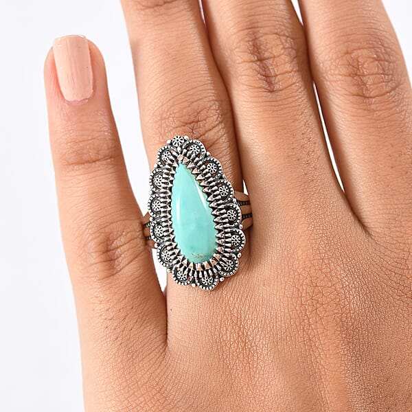 Shop Lc D'Joy Artisan Crafted Tahoe Nevada Turquoise 5.60 Ctw Ring In Sterling Silver