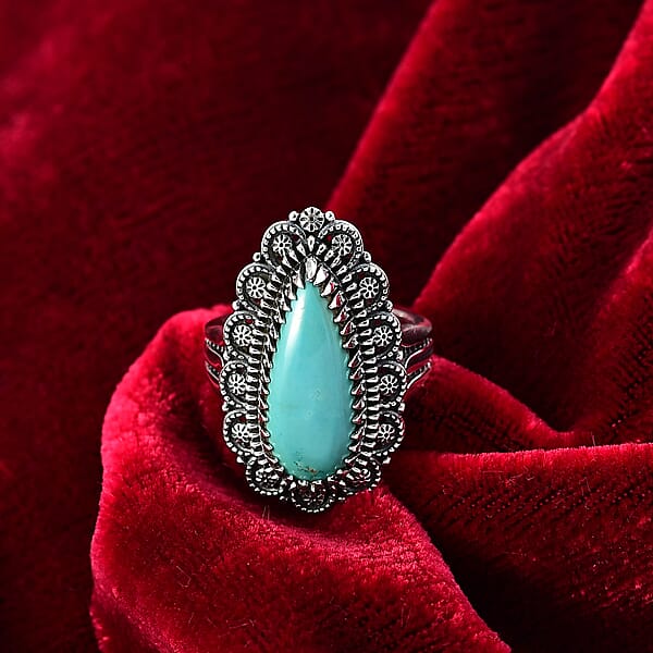 Shop Lc D'Joy Artisan Crafted Tahoe Nevada Turquoise 5.60 Ctw Ring In Sterling Silver
