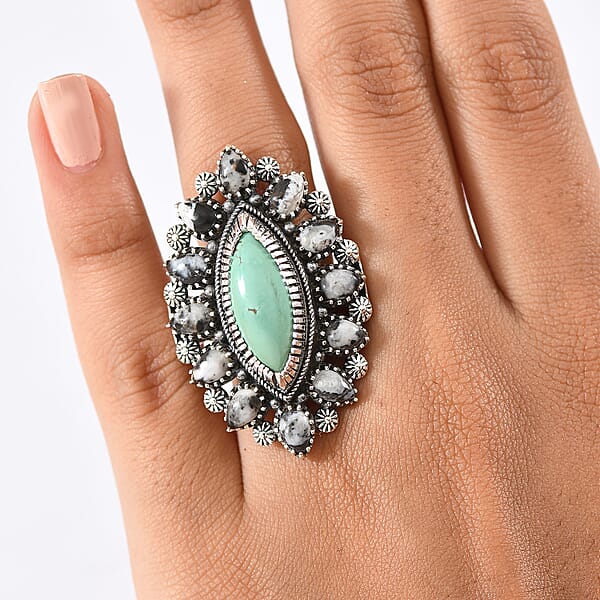 Shop Lc D'Joy Artisan Crafted Tahoe Nevada Turquoise White Buffalo Ring In Sterling Silver 11.80 Ctw
