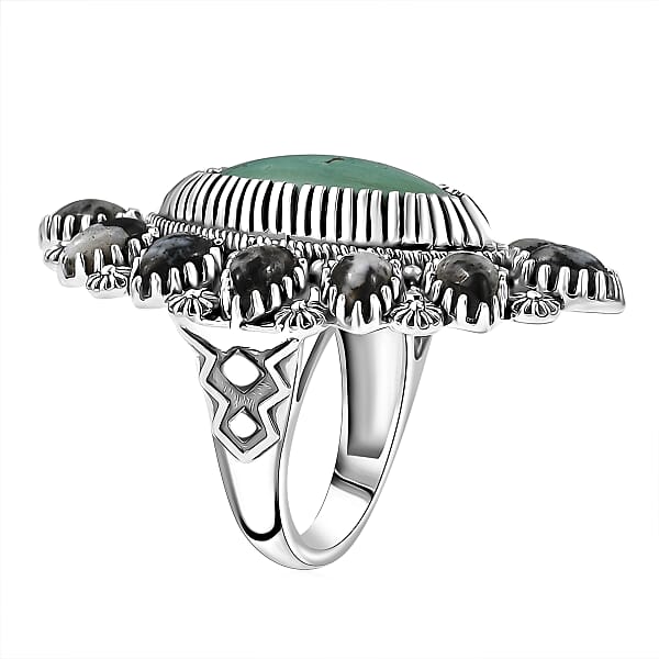 Shop Lc D'Joy Artisan Crafted Tahoe Nevada Turquoise White Buffalo Ring In Sterling Silver 11.80 Ctw