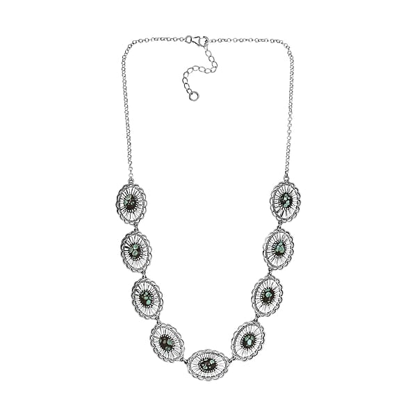 Shop Lc D'Joy Artisan Crafted Whispering Web Turquoise 10.75 Ctw Concho Necklace 18 Inches In Sterling Silver