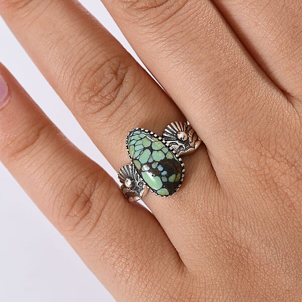 Shop Lc D'Joy Artisan Crafted Whispering Web Turquoise 4.10 Ctw Ring In Sterling Silver