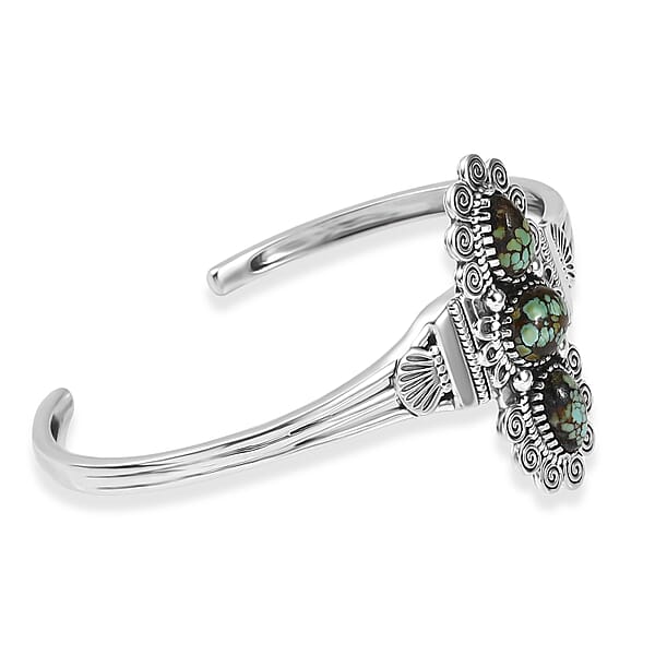 Shop Lc D'Joy Artisan Crafted Whispering Web Turquoise 6.50 Ctw Cuff Bracelet In Sterling Silver (7.25 In)