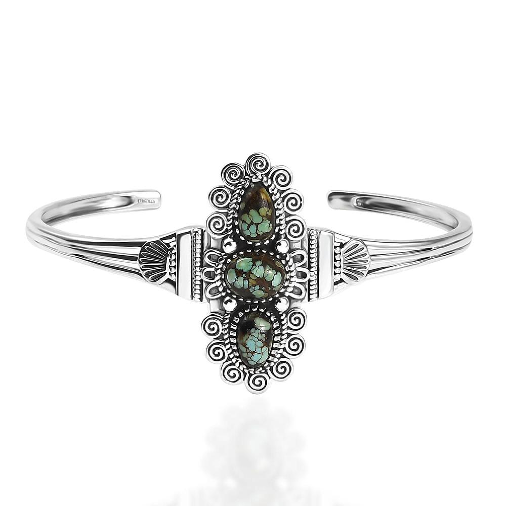 shop lc D'Joy Artisan Crafted Whispering Web Turquoise 6.50 ctw Cuff Bracelet in Sterling Silver (7.25 In)