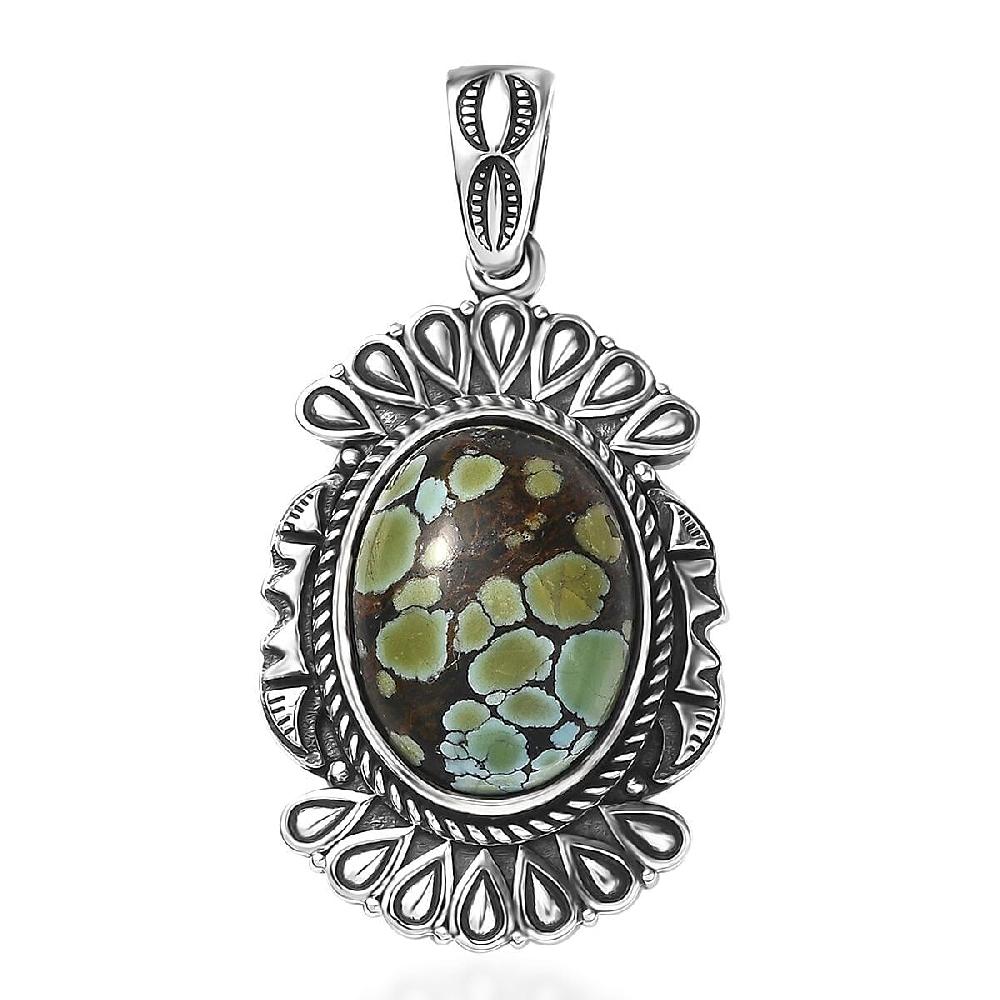 shop lc D'Joy Artisan Crafted Whispering Web Turquoise 8.60 ctw Pendant without Chain in Sterling Silver