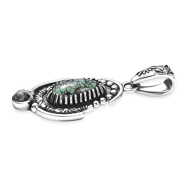 Shop Lc D'Joy Artisan Crafted Whispering Web Turquoise And White Buffalo 3.30 Ctw Pendant Without Chain In Sterling Silver