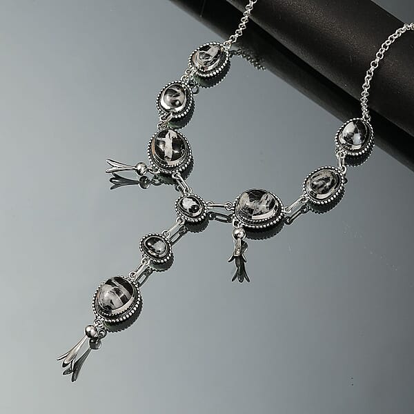 Shop Lc D'Joy Artisan Crafted White Buffalo 25.00 Ctw Necklace 18-20 Inches In Sterling Silver