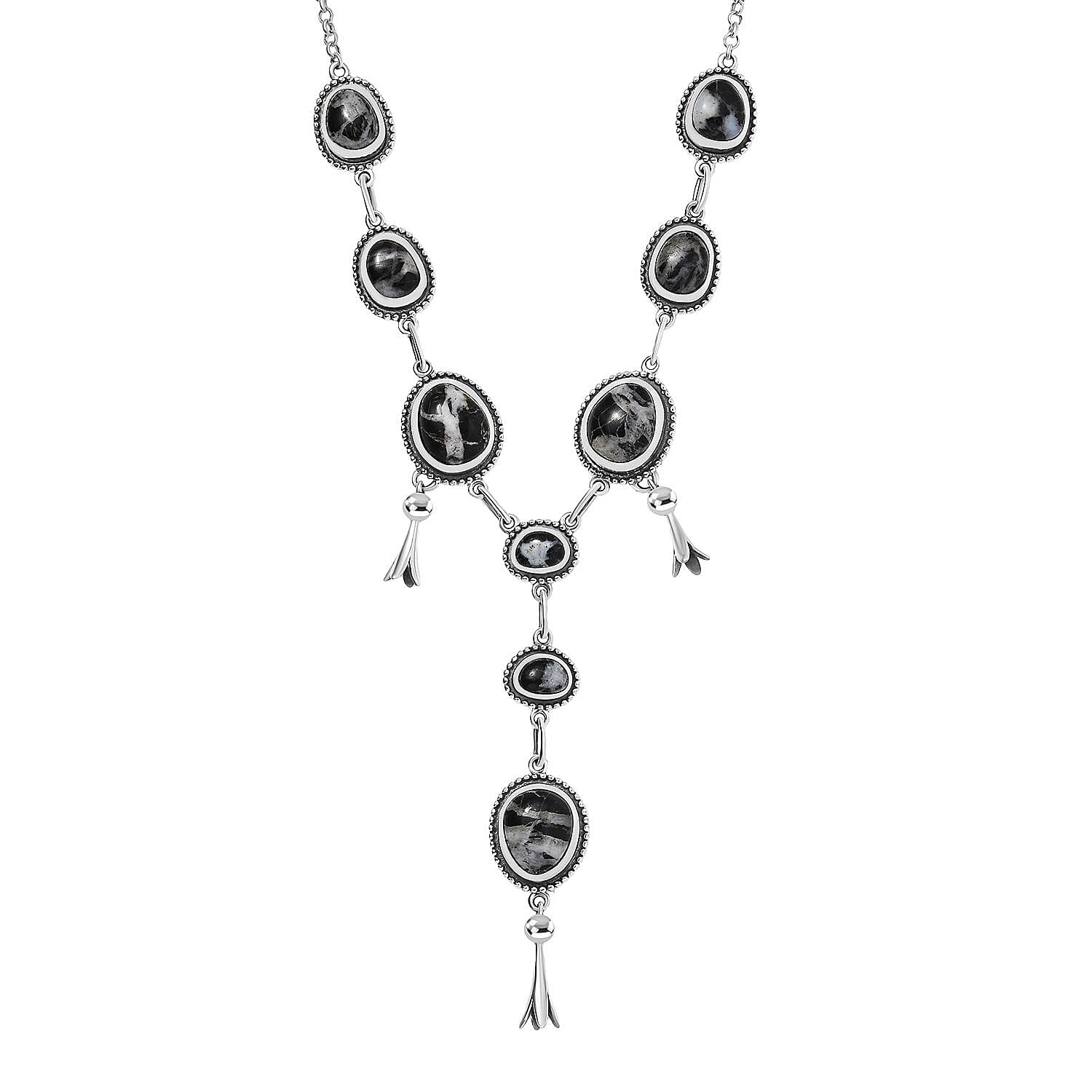 shop lc D'Joy Artisan Crafted White Buffalo 25.00 ctw Necklace 18-20 Inches in Sterling Silver