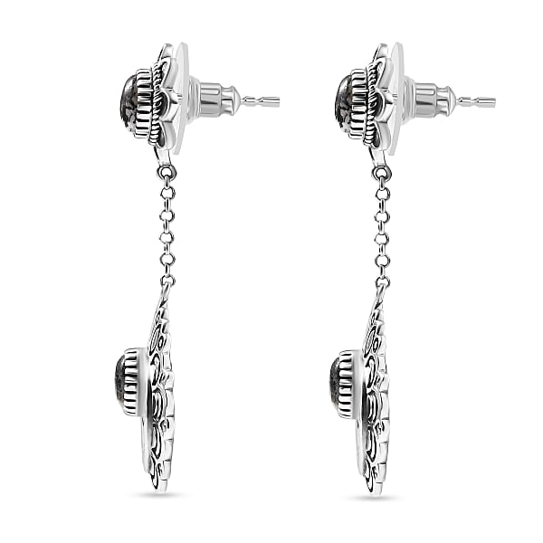 Shop Lc D'Joy Artisan Crafted White Buffalo 3.80 Ctw Squash Blossom Earrings In Sterling Silver