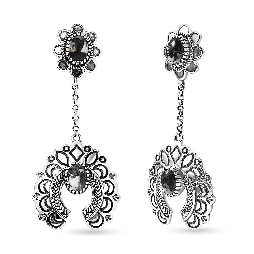shop lc D'Joy Artisan Crafted White Buffalo 3.80 ctw Squash Blossom Earrings in Sterling Silver