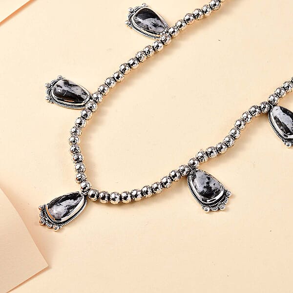 Shop Lc D'Joy Artisan Crafted White Buffalo 36.50 Ctw Necklace In Black Oxidized Sterling Silver 18 Inches