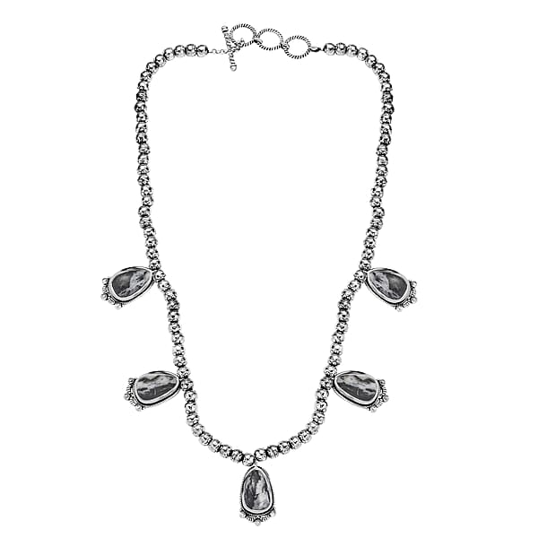 Shop Lc D'Joy Artisan Crafted White Buffalo 36.50 Ctw Necklace In Black Oxidized Sterling Silver 18 Inches