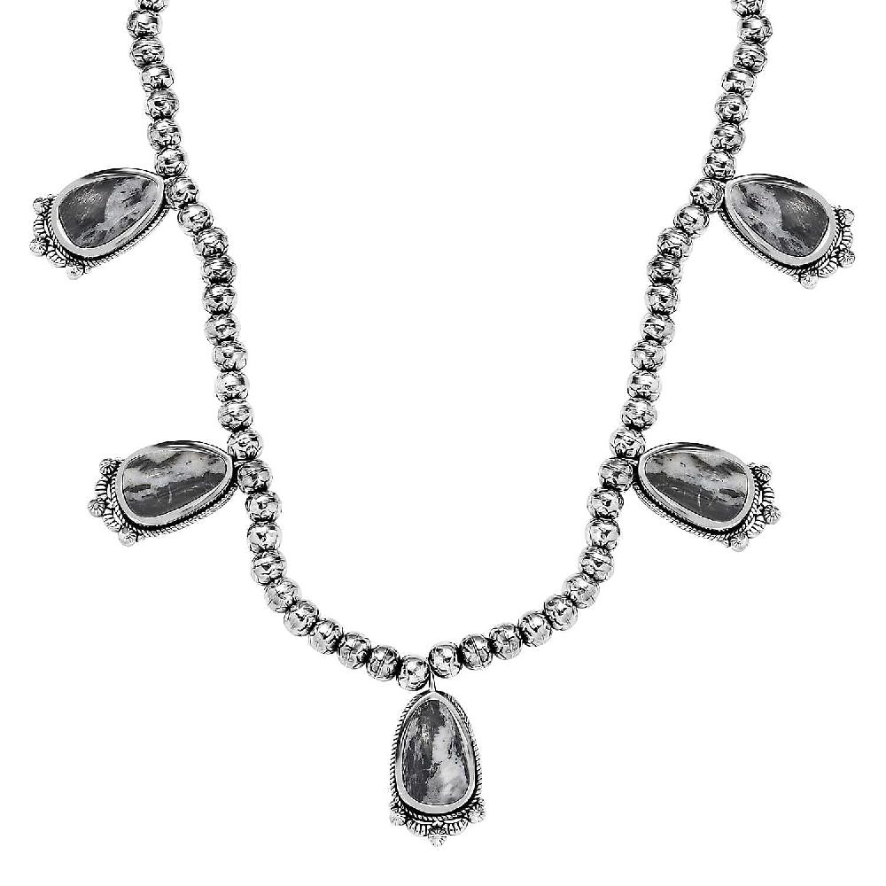 shop lc D'Joy Artisan Crafted White Buffalo 36.50 ctw Necklace in Black Oxidized Sterling Silver 18 Inches