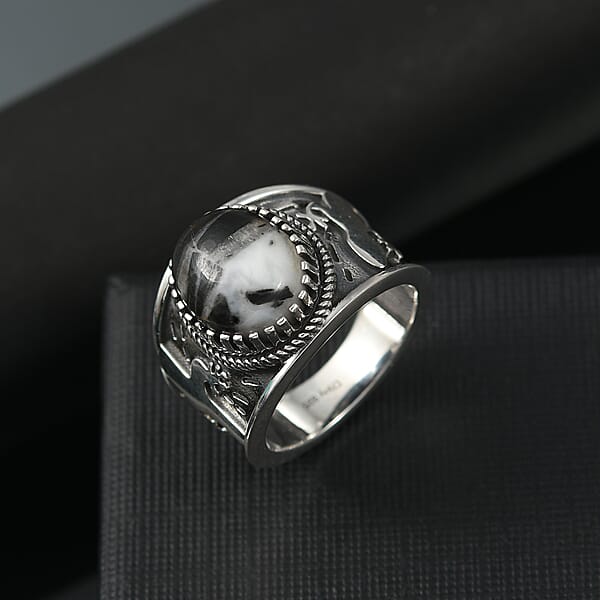 Shop Lc D'Joy Artisan Crafted White Buffalo 6.00 Ctw Spirit Of The Sands Ring In Sterling Silver