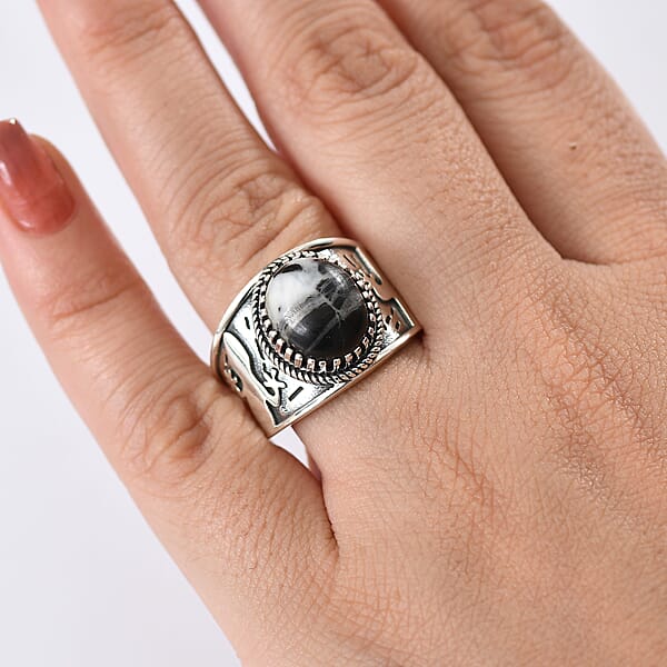 Shop Lc D'Joy Artisan Crafted White Buffalo 6.00 Ctw Spirit Of The Sands Ring In Sterling Silver