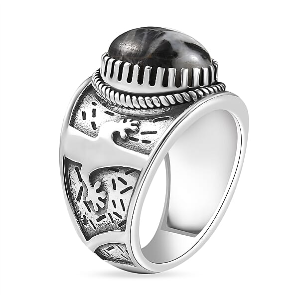 Shop Lc D'Joy Artisan Crafted White Buffalo 6.00 Ctw Spirit Of The Sands Ring In Sterling Silver