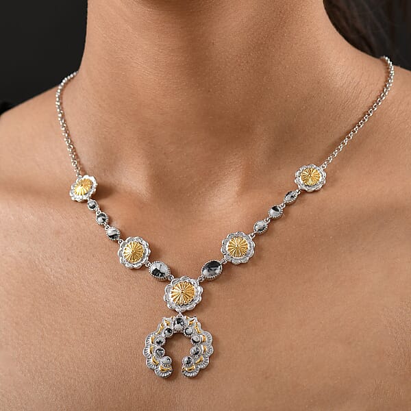 Shop Lc D'Joy Artisan Crafted White Buffalo 6.65 Ctw Native American Concho Necklace In 18K YG And Rhodium Over Sterling Silver 18 Inches