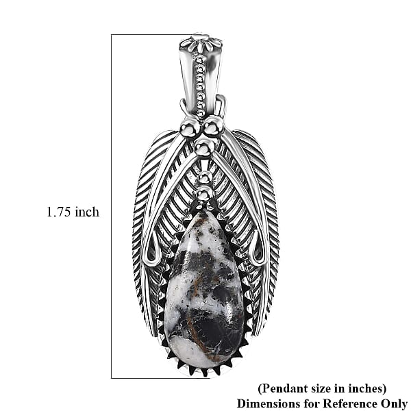 Shop Lc D'Joy Artisan Crafted White Buffalo 8.70 Ctw Feather Pendant Without Chain In Sterling Silver