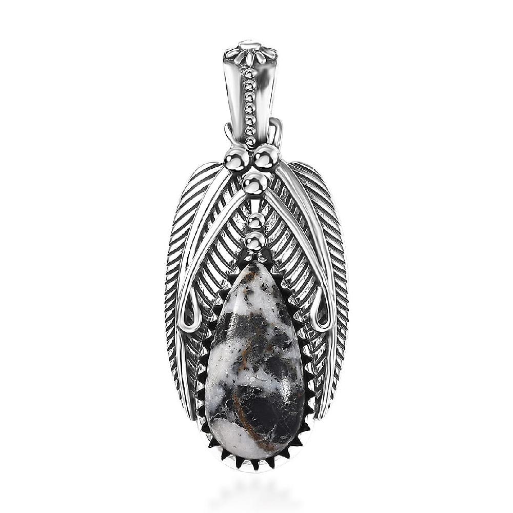 shop lc D'Joy Artisan Crafted White Buffalo 8.70 ctw Feather Pendant without Chain in Sterling Silver