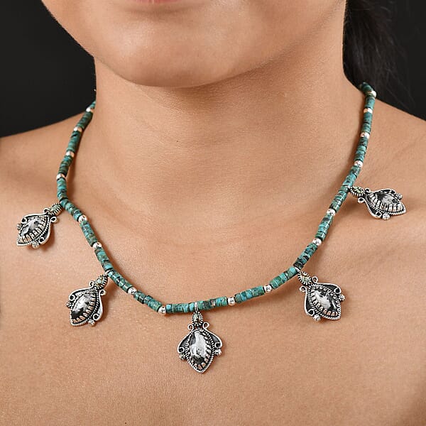 Shop Lc D'Joy Artisan Crafted White Buffalo And Multi Gemstone 62.30 Ctw Necklace 18-20 Inches In Sterling Silver