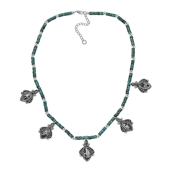 Shop Lc D'Joy Artisan Crafted White Buffalo And Multi Gemstone 62.30 Ctw Necklace 18-20 Inches In Sterling Silver