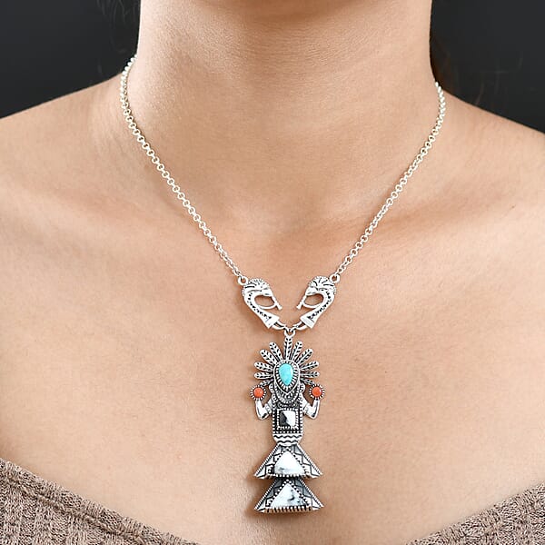Shop Lc D'Joy Artisan Crafted White Buffalo Multi Gemstone Necklace In Oxidized Sterling Silver 8.90 Ctw (18-20 Inches)