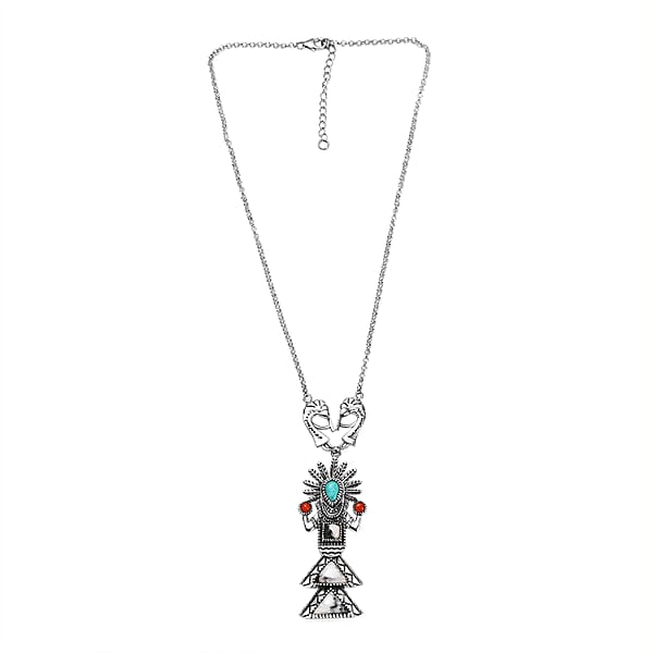 Shop Lc D'Joy Artisan Crafted White Buffalo Multi Gemstone Necklace In Oxidized Sterling Silver 8.90 Ctw (18-20 Inches)