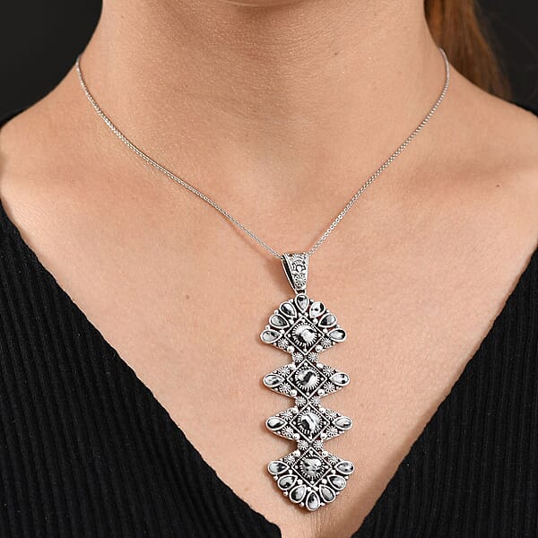 Shop Lc D'Joy Artisan Crafted White Buffalo Without Chain 7.50 Ctw Pendant In Sterling Silver