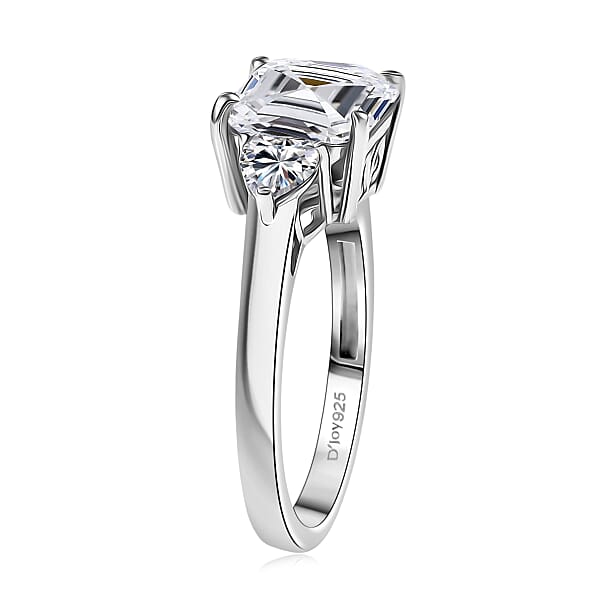 Shop Lc D'Joy Asscher Cut Moissanite 3.20 Ctw Ring In Rhodium Over Sterling Silver