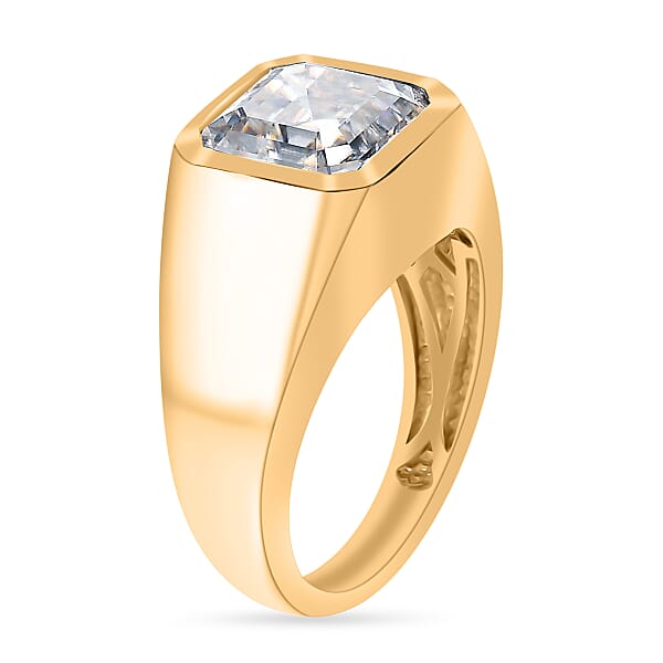 Shop Lc D'Joy Asscher Cut Moissanite 5.20 Ctw Mens Ring In 18K Vermeil Yellow Gold Over Sterling Silver