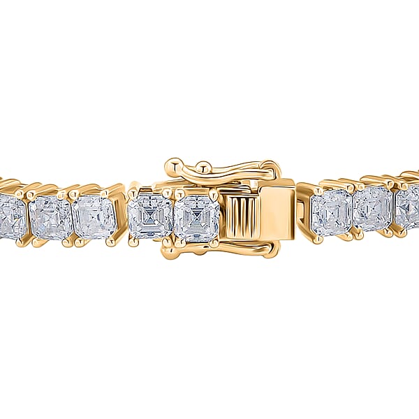 Shop Lc D'Joy Asscher Cut Moissanite 8.30 Ctw Eternal Shine Line Bracelet In 18K Vermeil Yellow Gold Over Sterling Silver (7.25 In)
