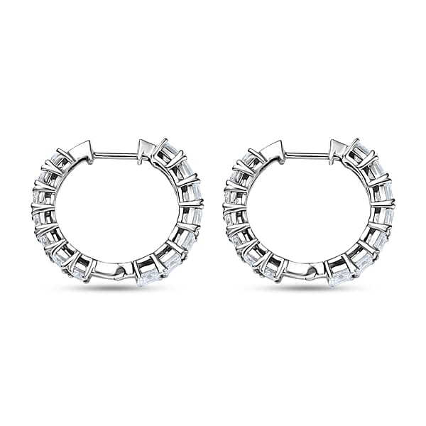 Shop Lc D'Joy Asscher Cut Moissanite Hoop Earrings In Rhodium Over Sterling Silver 6.70 Ctw