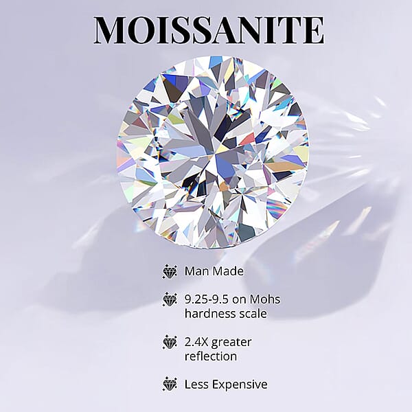 Shop Lc D'Joy Asscher Cut Moissanite Trinity Ring In Rhodium Over Sterling Silver 5.90 Ctw